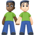 👨🏿‍🤝‍👨🏻 men holding hands: dark skin tone, light skin tone display on Facebook